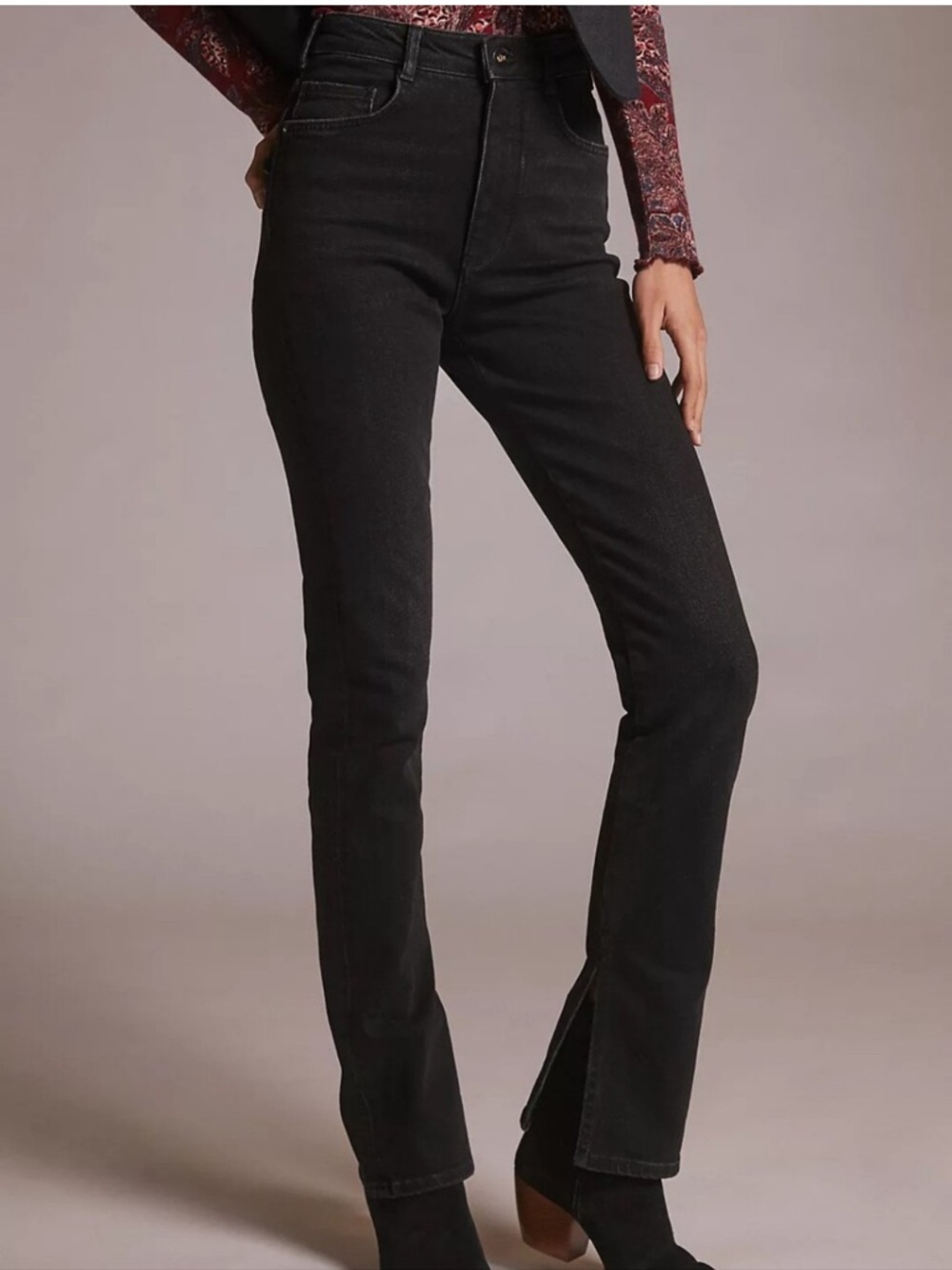 Anthropologie Pilcro The Split Straight Jean High Rise Black Size 25